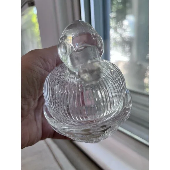Martha Stewart Clear Duck Gibson Covered Dish On Nest Vintage Grooved - Picture 10 of 13